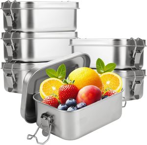 Stainless Steel <b>Lunch</b> <b>Box</b> <b>With</b> Removal Divider Dishwasher Safe for Adults School Kids Eco Friendly Rectangle Cylinder - Product Image 1