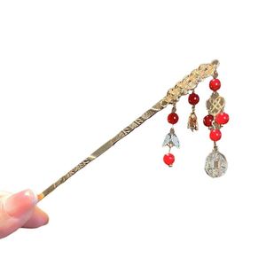 Horquilla chinesa para el cabello para mujer con borla de moneda, horquilla de buena suerte, horquillas antiguas para moños de niñas, palillos, joyería vintage para el cabello Hanfu - Product Image 5