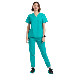 Hospital Uniforms Women's <b>Scrub</b> Set Short Sleeve Polyester Elastic Fit Pet Hospital Dental Clinic Grooming Salon SPA Beauty Use - Product Image 4