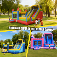 Château Gonflable Commercial Personnalisé Économique Rouge et Jaune pour Enfants