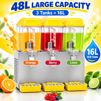 Distributeur de boissons froides commercial 16L*3, économie d'énergie, robinets en acier inoxydable, tuyaux de refroidissement en cuivre rouge de qualité supérieure