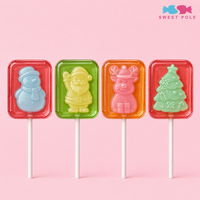 Sucettes de Noël certifiées Halal 20g, formes 3D Père Noël, Bonhomme de neige, Sapin, avec coque en bonbon dur et garniture fruitée moelleuse, pour les fêtes