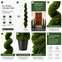 Arbre topiaire artificiel en spirale en pot avec structure en PE et en fer, topiaire artificiel en forme de serpent pour la décoration de la maison/de l'entreprise