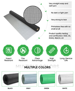 Malla de fibra de vidrio 18*16, Red de pantalla de ventana de color personalizada/mosquiteras enrollables para ventanas - Product Image 5