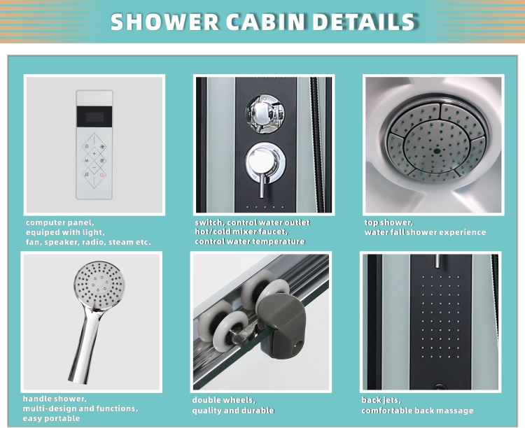 Modern Clear Glass Double Sliding Door Shower Room Shower Cabin