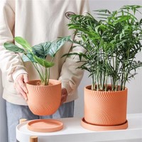 Pot de fleurs rond rose décoratif d'intérieur personnalisé, pots de plantes en céramique pour plantes succulentes, pots de bonsaï