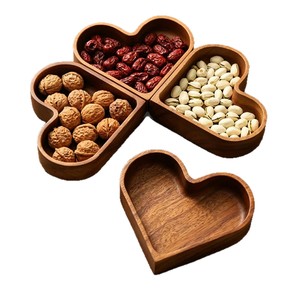 Luxury wooden dried fruit platter, Chinese-style tea and snack candy platter, creative heart-shaped stackable dried fruit <b>box</b> - Product Image 4