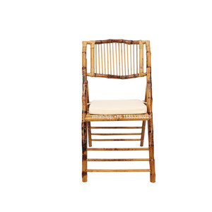 Silla plegable de bambú de gran oferta con cojín extraíble Silla plegable de banquete de bambú en color natural - Product Image 5