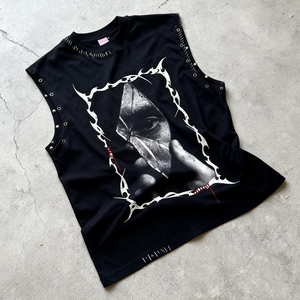 Camisetas sin Mangas Personalizadas con Logotipo, 100% Algodón, Tallas Grandes para Hombre, Estilo Urbano, Vintage, Lavado Ácido, con Pedrería - Product Image 3