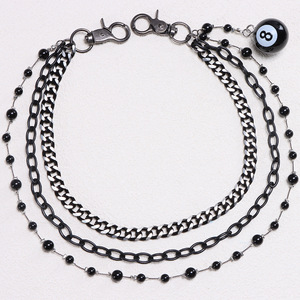 โซ่คาดเอวหลายชั้นสีดำประดับลูกบอล 8 ลูกสไตล์ฮิปฮอป เครื่องประดับยีนส์ โลหะผสมสังกะสี สไตล์ลำลอง - Product Image 4