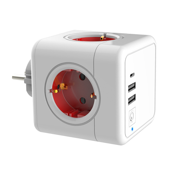 KC/CE EU Standard 4-Outlet Power Socket Extension Board  Switch Surge Protector Power Strip Tower Adapters & Chargers