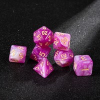 Jeu de dés polyédriques en résine marbrée violet éthéré avec chiffres dorés royaux pour DND RPG et jeux de table, 7 pièces, Pro Hub