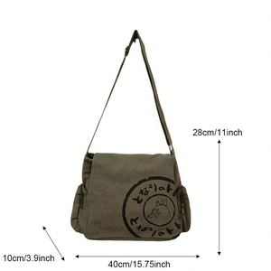 Bolso Bandolera Vintage de Lona, Duradero, Ligero, Portátil, con Cierre de Cremallera, Multifuncional, Tipo Mensajero - Product Image 3