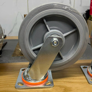 Roue de chariot industrielle robuste 4/5/6/8 pouces en polyuréthane TPR avec noyau en PP et support zingué, amortissante pour chariot à plateau - Product Image 1