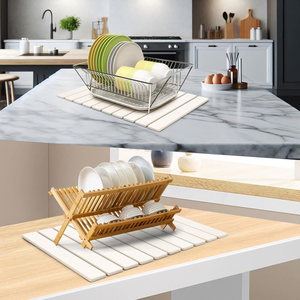 Tapis de séchage absorbant rapide en pierre de diatomée écologique et pliable pour comptoir de cuisine et vaisselle - Product Image 5