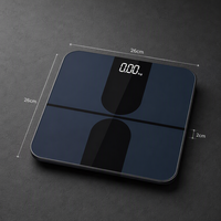 Báscula de Grasa Corporal Bluetooth Moderna, Color Azul Marino, Vidrio Templado, Pantalla LED Oculta para un Peso Corporal Preciso en Casa