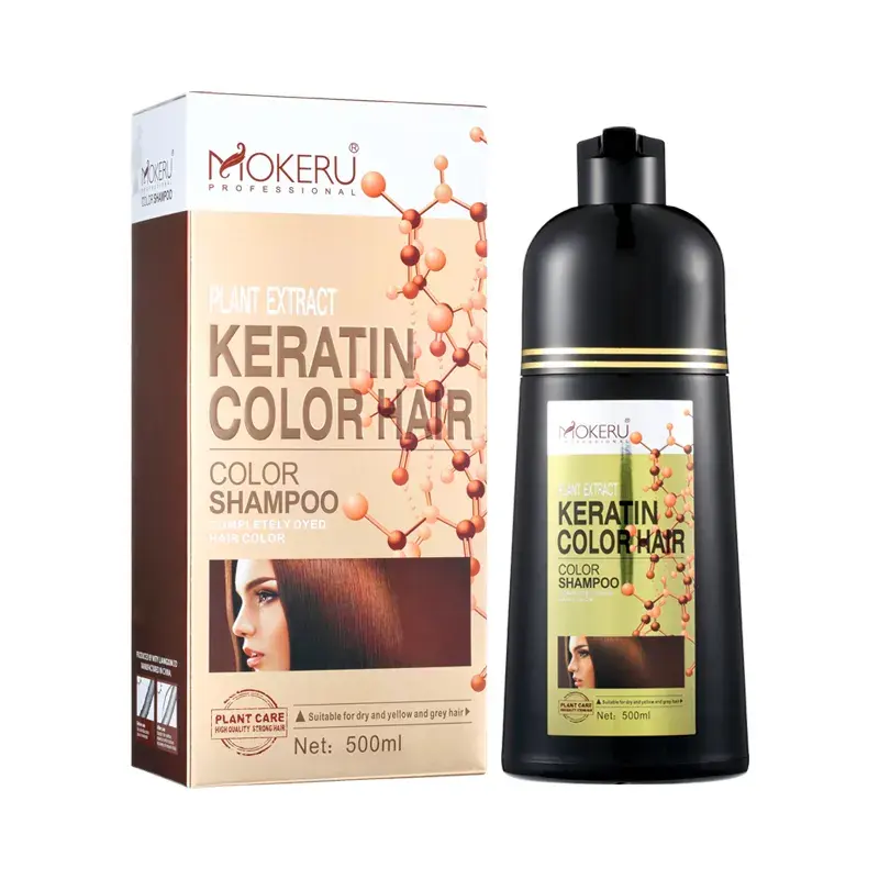 Shampoo colorante magico naturale Mokeru all'ingrosso per Shampoo colorante per capelli professionale shampoo alla cheratina marrone nero