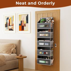 1 paquet d'organiseurs à suspendre derrière la porte à 5 niveaux, 33x15x85cm, avec 10 poches en filet pour le rangement derrière les portes - Product Image 5