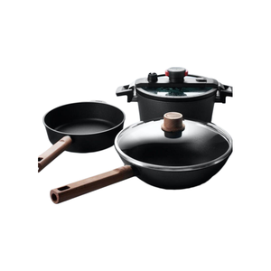 Ensemble de <span class=keywords><strong>wok</strong></span>, poêle et autocuiseur à micro-pression en granit antiadhésif durable, revêtement sans produits chimiques, compatible induction - Product Image 6