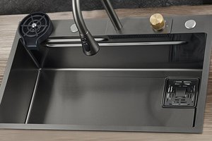 Fregadero de Cocina Nano Track, Fregadero Individual Grande de Acero Inoxidable, con Función Integrada de Lavado, Corte y Drenaje - Product Image 6