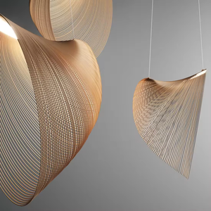 Lustre suspendu moderne en <span class=keywords><strong>bois</strong></span> organique doré, réglable en hauteur, luxueux, artistique, élégant et créatif, avec un centre en <span class=keywords><strong>bois</strong></span> superposé - Product Image 2