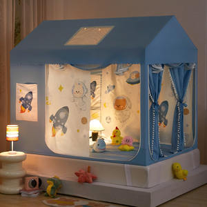 <span class=keywords><strong>Moustiquaire</strong></span> occultante pour enfants en forme de petite <span class=keywords><strong>maison</strong></span> à trois portes, motif fusée astronaute, toutes saisons, pour <span class=keywords><strong>lit</strong></span> simple/double - Product Image 3