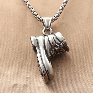 Stainless Steel Sports <b>Boot</b> Pendant Men's Casual Retro Necklace Geometric Design 190184 - Product Image 2