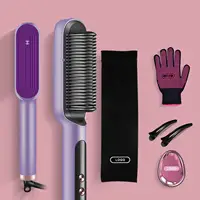 Escova de alisamento de cabelo elétrica ptc, de aquecimento rápido, anti escova, rotativa, frizz