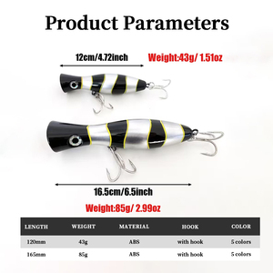 Leurres artificiels rigides <span class=keywords><strong>Big</strong></span> Fish Popper 16,5 cm 85 g en ABS flottants pour la pêche à la traîne en eau profonde, pour requins et thons - Product Image 4