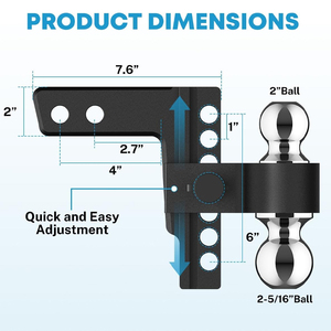 AMBITION <span class=keywords><strong>Attelage</strong></span> de remorque réglable et robuste avec goupille antivol pour camions de remorquage SUV Pièces de remorque - Product Image 3