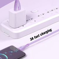Kabel Telepon Nylon USB Type-C untuk Pengisi Daya iPhone 3A Pengisian Cepat Kabel Data USB-C untuk Samsung Huawei Xiaomi Android