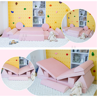 Sofá Modular Convertible de Franela para Dormitorio, Sala de Estar o Sala de Juegos, Muebles para Niños Pequeños, Sofá de Piso Suave para Niños