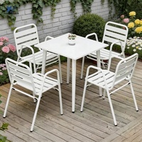 Ensemble de table et chaises de bistrot en aluminium coulé anti-rouille moderne pour extérieur, jardin, terrasse, véranda, bord de piscine, hôtel et salon