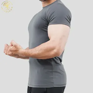 Özel Logo lüks yumuşak nefes boş düz yuvarlak boyun kuru Fit eğitim spor Run T Shirt erkekler için