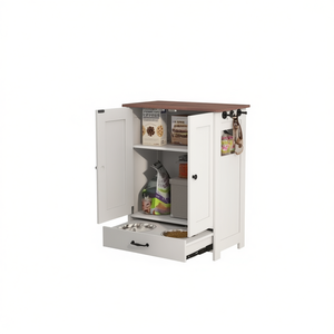 Mueble de Almacenamiento para Comida de Perros con Cajón para Platos y Comederos, Estilo Clásico de Madera, Multifuncional, para Suministros de Mascotas - Product Image 1