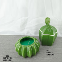 Bougeoirs et lanternes créatifs Pot de cire personnalisé Bougeoirs en céramique avec cactus vert unique