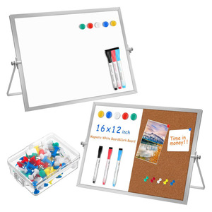 Lavagna magnetica doppia lavagna <span class=keywords><strong>con</strong></span> supporto cancellabile a secco per struttura in alluminio da scrivania - Product Image 1