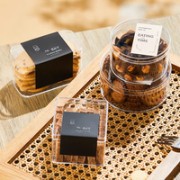 Vente en gros, nouveauté, boîte à gâteau en plastique transparent en velours rouge pour biscuits aux fruits, écologique, recyclable, pour sandwich, sushi, stockage des aliments