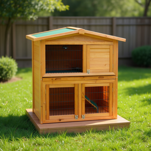 Jaula para Mascotas de Madera en Forma de A, 40 Pulgadas, Impermeable, Casa para Conejos, Casa para Animales Pequeños de Exterior, Estilo Clásico, Muebles de Madera Natural - Product Image 2