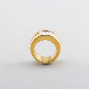 Punk Persönlichkeit trend Edelstahl Hypo allergene Beschichtung Gold Runde Zirkon ringe für Männer - Product Image 4