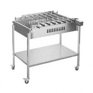 Barbecue à charbon de bois portable en acier inoxydable avec roues, système de chaîne automatique intégré pour Foukou, idéal pour la Grèce - Product Image 6