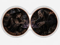 Pièce de monnaie en cuivre pur 1 oz, double face, gravée en 3D et imprimée UV, couple de vampires, thème gothique fantastique, médaille de collection