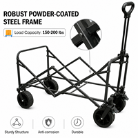 Chariot de camping pliable, chariot utilitaire portable pour l'extérieur, roues tout-terrain pour le camping en plein air, la plage, les pique-niques, les courses