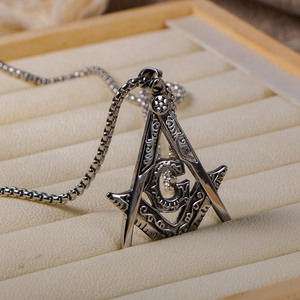 Collar con colgante masónico de acero inoxidable para hombre con cadena, diseño vintage con la letra G SP1062 - Product Image 2