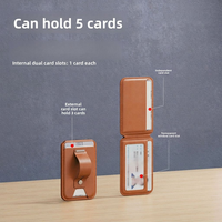 Porte-cartes magnétique pivotant personnalisé en usine avec protection RFID, étui en cuir PU pour cartes de visite, fixation pour téléphone