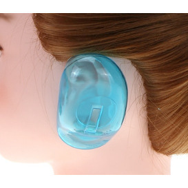 Couvre-oreilles bleus transparents pour la coloration et le lavage des cheveux, outils de coiffure en matériau souple - Product Image 3