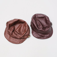 Casquette de marin en cuir PU pour femme, style rétro, calotte plate, chapeau marine minimaliste et élégant, tendance automne-hiver, accessoire de mode urbaine