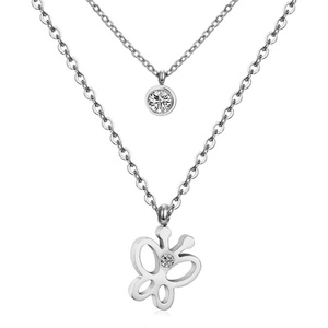 Collar de mariposa de moda, collar de doble cadena, tipo joyería, collar con colgante de oro, cadenas corporales para mujer - Product Image 2