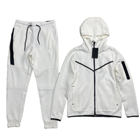 Ensemble de survêtement deux pièces pour homme en molleton technique personnalisé, blanc, pour le sport et les loisirs