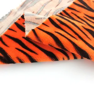 New design tiger stripes 100 polyester knitted single brushed printed flannel fleece fabric